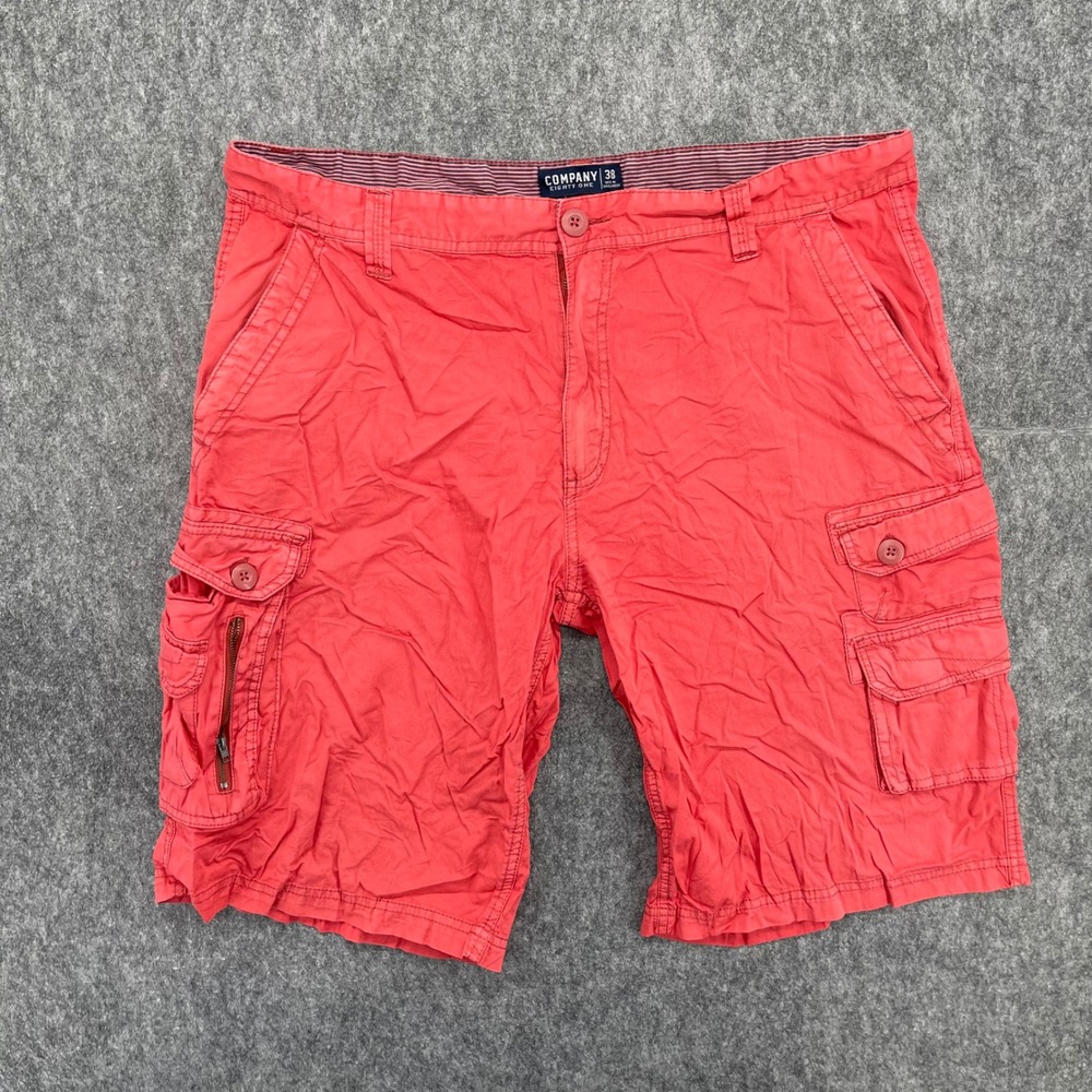 Company Eighty One Mens Cargo Shorts Size 38 Coral Red Multi Pocket Utility